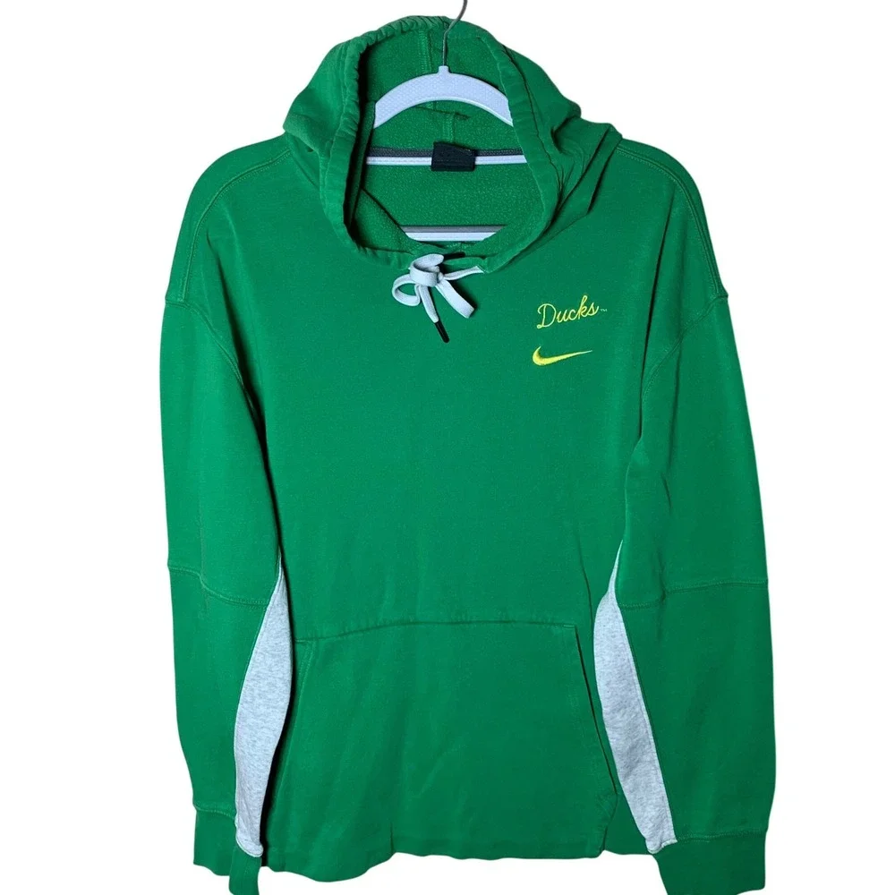 Nike Oregon Ducks Hoodie Women's Large Green Excellent‎  Pullover Logo